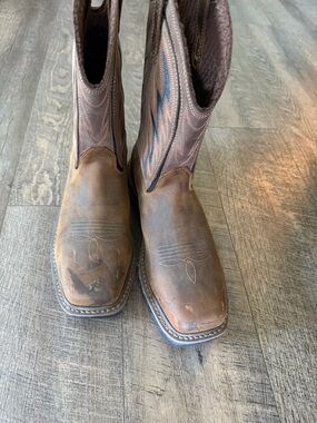 Red Wing Shoes Brown Leather Cowboy Boots with Embroidered Vamp